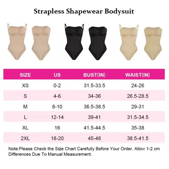 Seamless Black Tube Top Corset Bodysuit Push up Fajas Bandeau Bodysuit - Picture 6 of 6